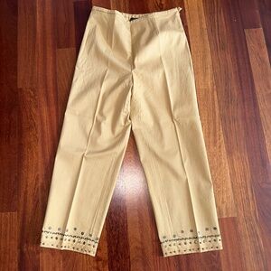 CIty Girl Nancy Bolen ~ Women's Khaki Ankle Pants with Embellishments ~ Size 8